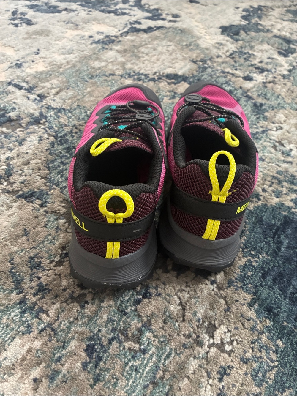 Merrell Pink Trail Shoes with Teal & Yellow Accents size 9.5 - Picture 6 of 7
